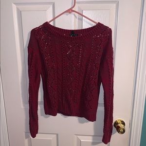 Fang Open Knit Magenta & Grey Sweater